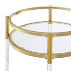 Breighton Home Chariot de bar rond à 2 niveaux en acrylique et verre Royal Crest, en verre et doré