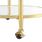 Breighton Home Chariot de bar rond à 2 niveaux en acrylique et verre Royal Crest, en verre et doré
