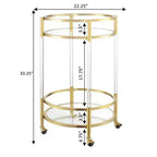 Breighton Home Chariot de bar rond à 2 niveaux en acrylique et verre Royal Crest, en verre et doré