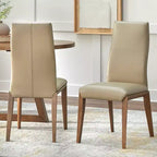 Lifestorey Ensemble de salle à manger 5 pièces Valissa moderne avec chaises en cuir Noyer/Gris-taupe