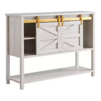 Buffet de ferme 47 po Quailridge Farmhouse 4 étagères avec portes de grange en chêne blanc - miBasics : Bois d'ingénierie, rangement réglable