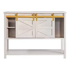 Buffet de ferme 47 po Quailridge Farmhouse 4 étagères avec portes de grange en chêne blanc - miBasics : Bois d'ingénierie, rangement réglable