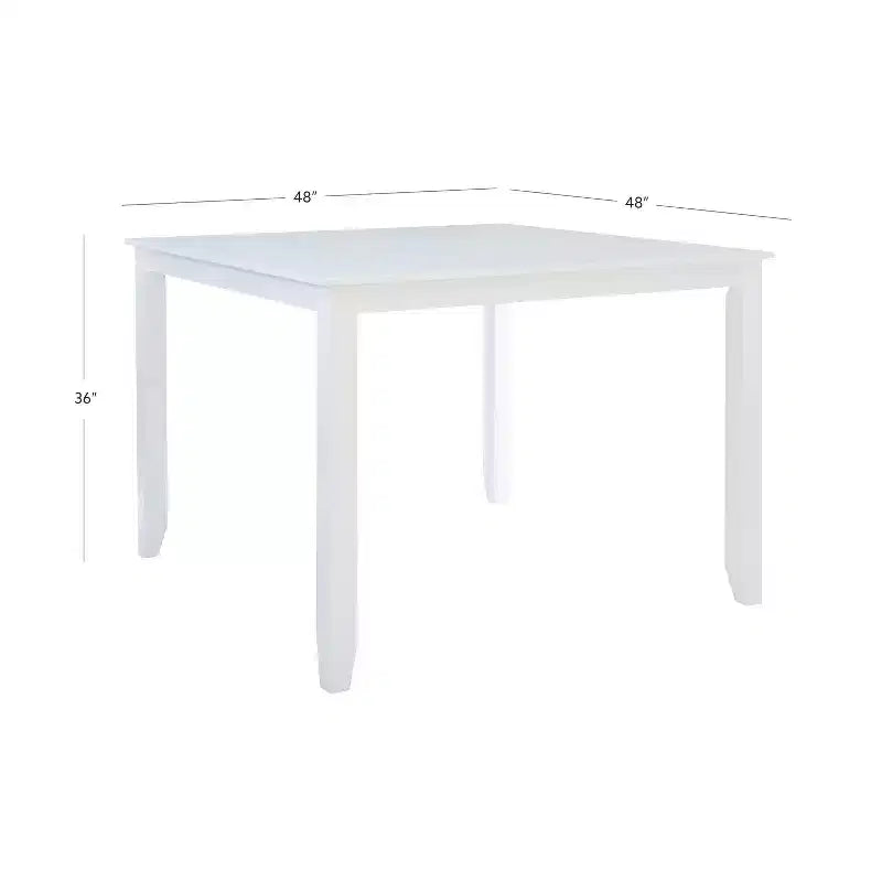 Table à manger carrée de hauteur comptoir traditionnelle en bois massif Shelby, blanche - Powell