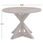 Ensemble de salle à manger rond 5 pièces Buylateral Crenshaw avec chaises à coussin en lin Driftwood : Bois d'hévéa massif, chaises à coussin en lin