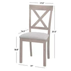 Ensemble de salle à manger rond 5 pièces Buylateral Crenshaw avec chaises à coussin en lin Driftwood : Bois d'hévéa massif, chaises à coussin en lin