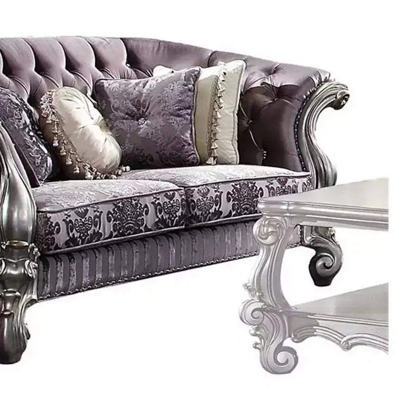 Canapé Versailles 76 po en velours et platine antique - Meubles Acme