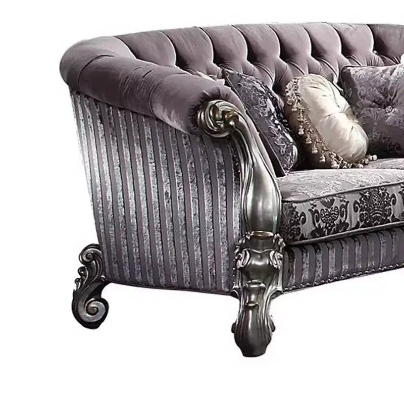 Canapé Versailles 76 po en velours et platine antique - Meubles Acme