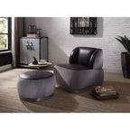 Fauteuil d'appoint Decapree 29 po en cuir pleine fleur ardoise antique/velours gris – Acme Furniture : cadre en métal, aucun assemblage, patchwork d'aluminium