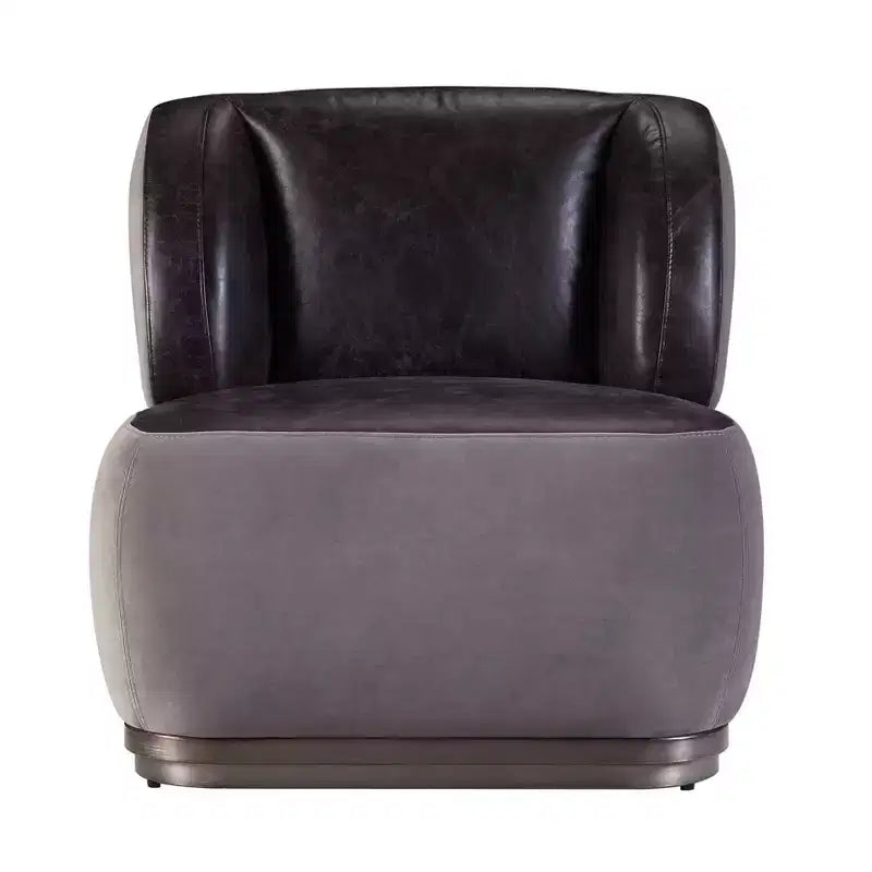 Fauteuil d'appoint Decapree 29 po en cuir pleine fleur ardoise antique/velours gris – Acme Furniture : cadre en métal, aucun assemblage, patchwork d'aluminium