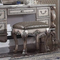 21" Dresden Accent Chair Vintage Bone White PU - Acme Furniture: Elegant Vanity Stool, Armless Leather Upholstery