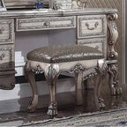 21" Dresden Accent Chair Vintage Bone White PU - Acme Furniture: Elegant Vanity Stool, Armless Leather Upholstery