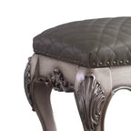 Fauteuil d'appoint Dresden 21" en PU blanc os vieilli - Acme Furniture : Élégant tabouret de coiffeuse, sans accoudoirs, revêtement en cuir