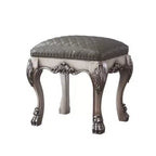 Fauteuil d'appoint Dresden 21" en PU blanc os vieilli - Acme Furniture : Élégant tabouret de coiffeuse, sans accoudoirs, revêtement en cuir