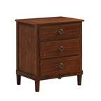 Comfort Pointe Cambridge Nightstand Brown: Elegant 3-Drawer Storage, Metal Hardware, No Assembly Required