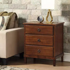 Table de chevet Cambridge marron Comfort Pointe : Rangement élégant à 3 tiroirs, quincaillerie en métal, aucun assemblage requis