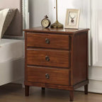 Table de chevet Cambridge marron Comfort Pointe : Rangement élégant à 3 tiroirs, quincaillerie en métal, aucun assemblage requis