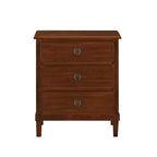 Table de chevet Cambridge marron Comfort Pointe : Rangement élégant à 3 tiroirs, quincaillerie en métal, aucun assemblage requis