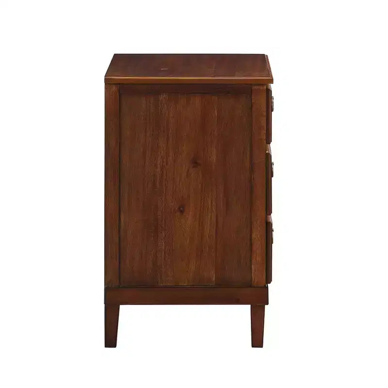 Table de chevet Cambridge marron Comfort Pointe : Rangement élégant à 3 tiroirs, quincaillerie en métal, aucun assemblage requis