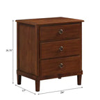 Table de chevet Cambridge marron Comfort Pointe : Rangement élégant à 3 tiroirs, quincaillerie en métal, aucun assemblage requis