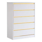 miBasics Gailyn Commode haute moderne à 5 tiroirs blanche : Rangement vertical, finition lisse, quincaillerie métallique
