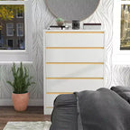 miBasics Gailyn Commode haute moderne à 5 tiroirs blanche : Rangement vertical, finition lisse, quincaillerie métallique