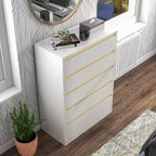miBasics Gailyn Commode haute moderne à 5 tiroirs blanche : Rangement vertical, finition lisse, quincaillerie métallique