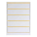 miBasics Gailyn Commode haute moderne à 5 tiroirs blanche : Rangement vertical, finition lisse, quincaillerie métallique