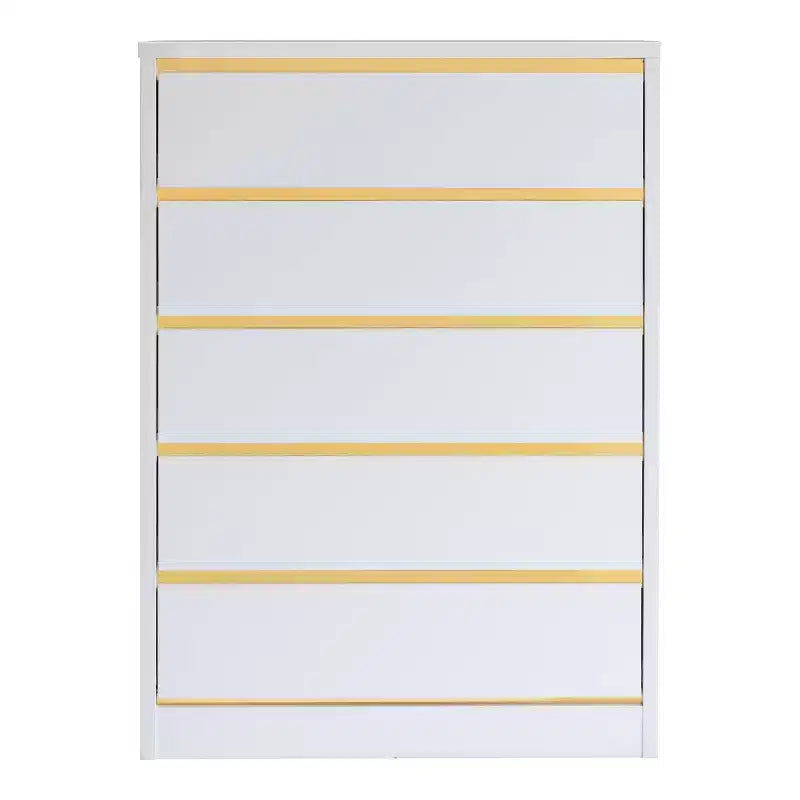 miBasics Gailyn Commode haute moderne à 5 tiroirs blanche : Rangement vertical, finition lisse, quincaillerie métallique