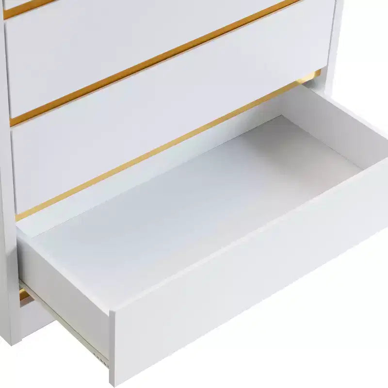 miBasics Gailyn Commode haute moderne à 5 tiroirs blanche : Rangement vertical, finition lisse, quincaillerie métallique