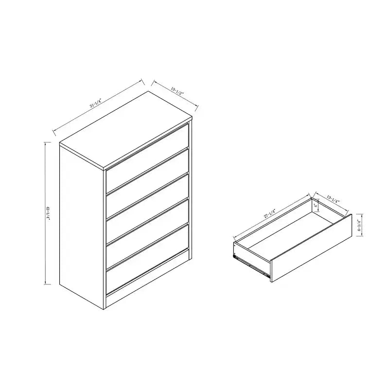 miBasics Gailyn Commode haute moderne à 5 tiroirs blanche : Rangement vertical, finition lisse, quincaillerie métallique