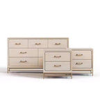 HOMES: Inside + Out 3pc Neovesi Wood 2 Nightstand and Dresser Set Boho Oak