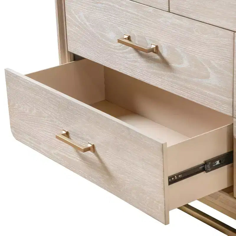 HOMES: Inside + Out Ensemble 3 pièces de 2 tables de chevet et commode en bois Neovesi Chêne Boho