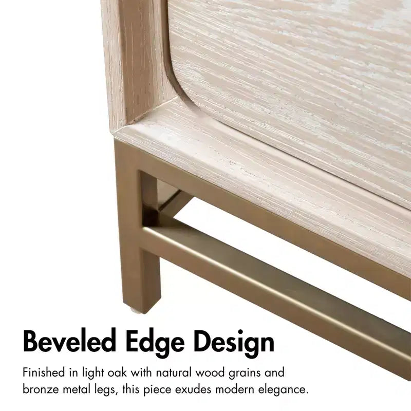 HOMES: Inside + Out Ensemble 3 pièces de 2 tables de chevet et commode en bois Neovesi Chêne Boho
