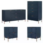Festivo 4pc Modern Elegance Bedremm Chest and Dresser and 2 Drawer Nightstands Set Navy