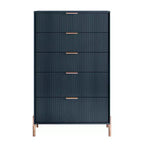 Ensemble de chambre Festivo 4 pièces - commode, chiffonnier et 2 tables de nuit 2 tiroirs - Bleu Marine - Design Élégance Moderne