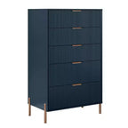 Ensemble de chambre Festivo 4 pièces - commode, chiffonnier et 2 tables de nuit 2 tiroirs - Bleu Marine - Design Élégance Moderne