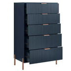 Ensemble de chambre Festivo 4 pièces - commode, chiffonnier et 2 tables de nuit 2 tiroirs - Bleu Marine - Design Élégance Moderne