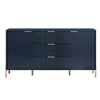 Ensemble de chambre Festivo 4 pièces - commode, chiffonnier et 2 tables de nuit 2 tiroirs - Bleu Marine - Design Élégance Moderne