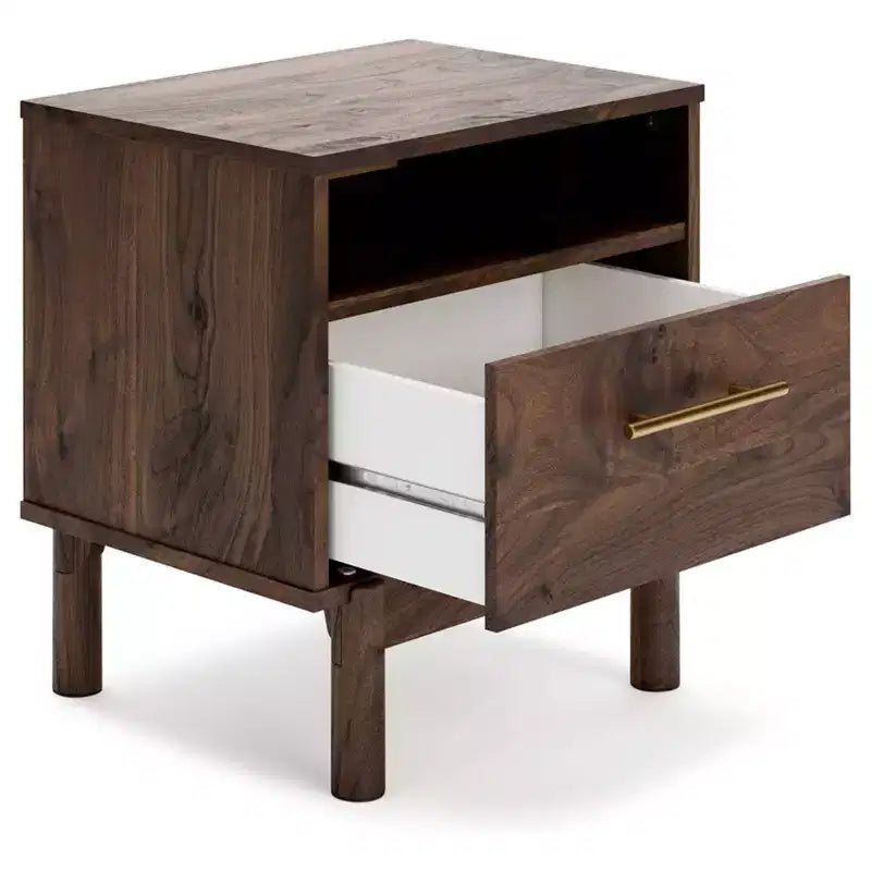 Table de chevet Calverson marron/beige : table de chevet industrielle avec rangement, glissières en métal - Signature Design by Ashley