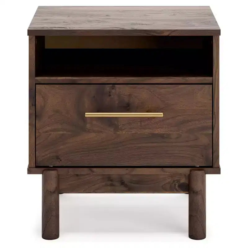 Table de chevet Calverson marron/beige : table de chevet industrielle avec rangement, glissières en métal - Signature Design by Ashley