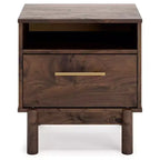 Table de chevet Calverson marron/beige : table de chevet industrielle avec rangement, glissières en métal - Signature Design by Ashley
