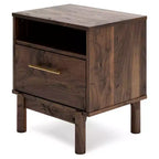 Table de chevet Calverson marron/beige : table de chevet industrielle avec rangement, glissières en métal - Signature Design by Ashley