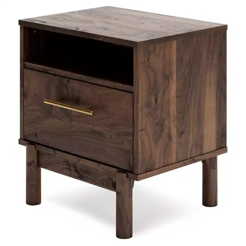 Table de chevet Calverson marron/beige : table de chevet industrielle avec rangement, glissières en métal - Signature Design by Ashley