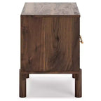 Table de chevet Calverson marron/beige : table de chevet industrielle avec rangement, glissières en métal - Signature Design by Ashley