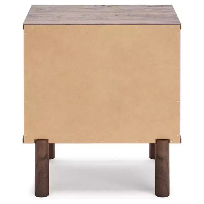 Table de chevet Calverson marron/beige : table de chevet industrielle avec rangement, glissières en métal - Signature Design by Ashley