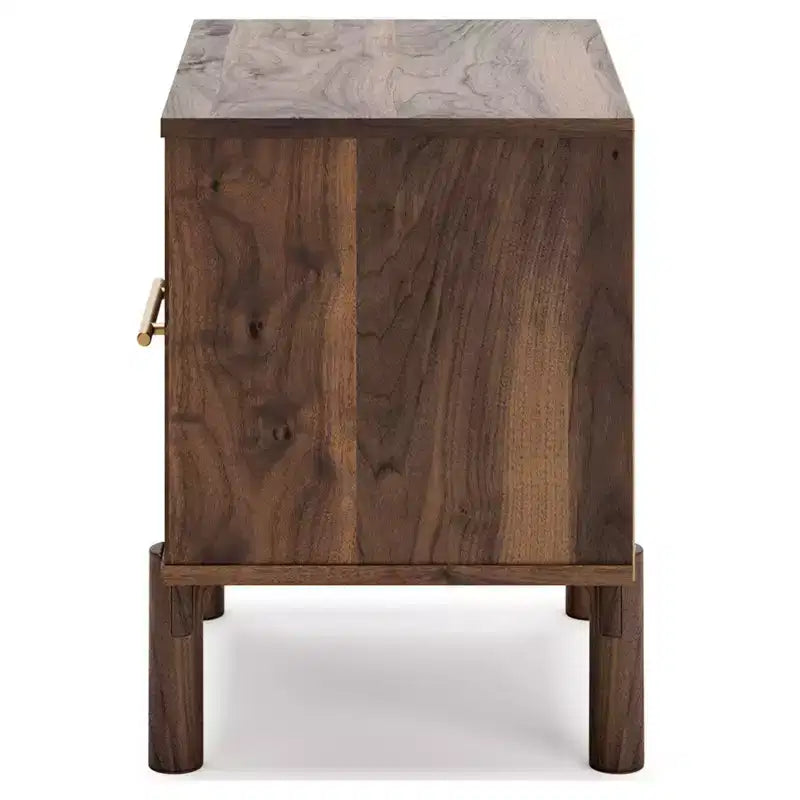 Table de chevet Calverson marron/beige : table de chevet industrielle avec rangement, glissières en métal - Signature Design by Ashley