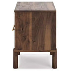 Table de chevet Calverson marron/beige : table de chevet industrielle avec rangement, glissières en métal - Signature Design by Ashley