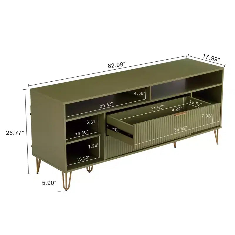 Meuble TV Dumbo Manhattan Comfort 63 po pour téléviseurs jusqu'à 60 po, vert olive
