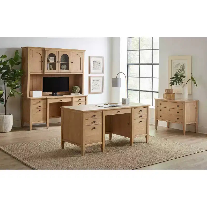 Crédence et huche en bois moderne Collection Laurel Marron clair - Martin Furniture : Brossé, Panneaux cintrés