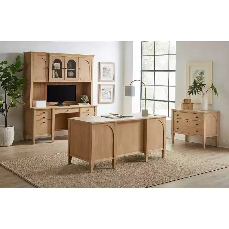 Crédence et huche en bois moderne Collection Laurel Marron clair - Martin Furniture : Brossé, Panneaux cintrés